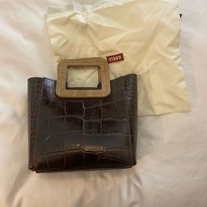 Staud Mini Shirley Croc Embossed Bag